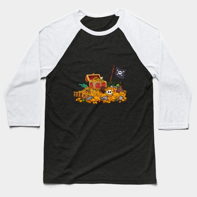 Cartoon Treasure Baseball T-Shirt by TheMaskedTooner